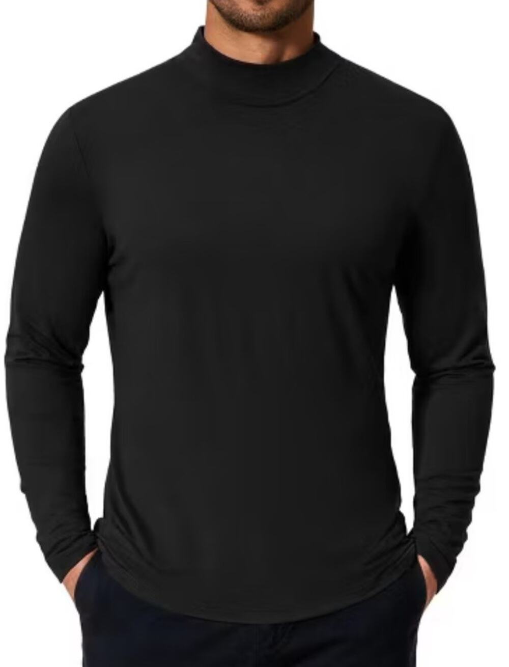 NWT Coofandy Men’s 2XL Mock Turtle Neck Long Sleeves Black